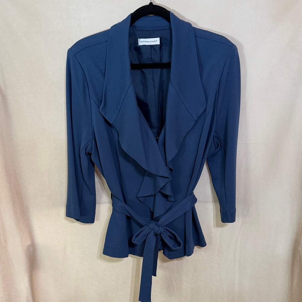 Christopher & Banks Blue Ruffle Jacket - Picture 1 of 5
